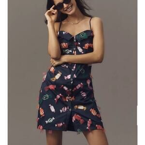 NWT Maeve Womens Candy Print Button Down Mini Dress 12 Retro Rockabilly $228